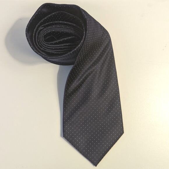 Men's Silk Ivy Crew Small Navy Polka Dot White Tie - Picture 1 of 4